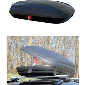 AUTOFORNITURE ITALIA Box da tetto baule portapacchi per auto universale 400 litri carbon look doppia chiusura misure 1690x790x375 mm