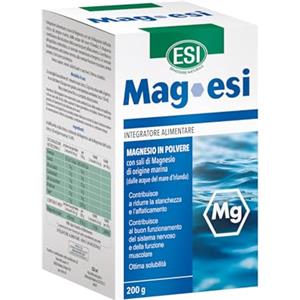 ESI, Mag-ESI Integratore Alimentare di Magnesio in Polvere, Contro Stanchezza e Affaticamento Fisico, Con Sali di Mg di Origine Marina, Alta Solubilità, Senza Glutine e Vegan, 200 g