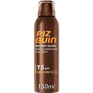 Piz Buin, Spray Solare Illuminatore della Pelle, Instant Glow, 15 SPF, Protezione Solare Media, Assorbimento Rapido, Non Contiene Autoabbronzante, 150 ml