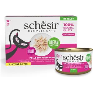 Schesir Complements in Gelatina 6x70g - Pollo con Prosciutto per Gatti Adulti