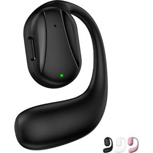Seymal Auricolari wireless Bluetooth a conduzione ossea mono-orecchio, cuffie aperte, auricolari, chiamate HD for 16 ore, cancellazione del rumore, indossabili senza dolore, display LED, for guida/lavoro(Ner
