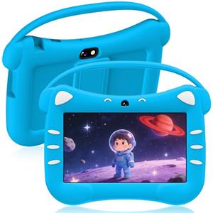 ascrecem Tablet Android 7 Pollici Tablet per Bambini con WiFi Bluetooth Doppia Fotocamera Controllo Parentale 2GB RAM 32GB ROM Copertura Protettiva per Bambini (Blu)
