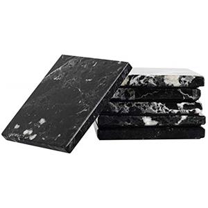 Radicaln Set di sottobicchieri di 6 sottobicchieri quadrati in marmo nero fatti a mano da 3,5 pollici Set di sottobicchieri per tazze da caffè - Carrello da cucina, Pot da ufficio