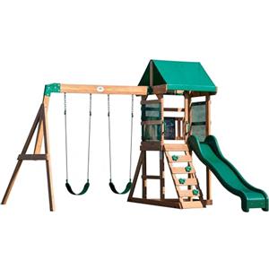 Backyard Discovery Buckley Hill Casetta per bambini in legno | Giochi Giardino con Altalene/scivolo/sabbiera/scala di arrampicata | Giochi di Legno per Giardino, Casetta bambini in legno