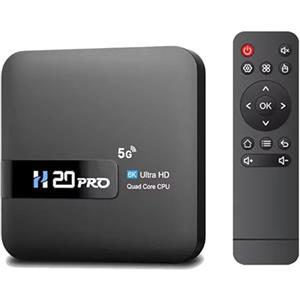 Liwankaqi Android TV Box RAM 4GB ROM 64GB H313 Quad-Core TV Box Android 10.0 TV Box Support 6K Android Box Formato foto fino a 80MP, Due USB ad alta velocità, 5V 2A, supporta Hot-Plug