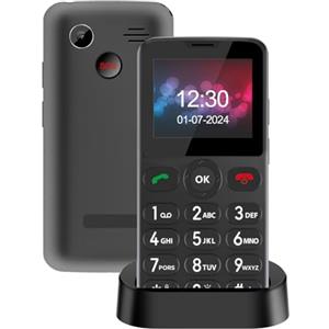 Melefon Telefono Cellulare per Anziani Con Tasti Grandi,Facile da Usare|Funzione SOS|Volume Alto Con Base di Ricarica|1000mAh Batteria (Nero)