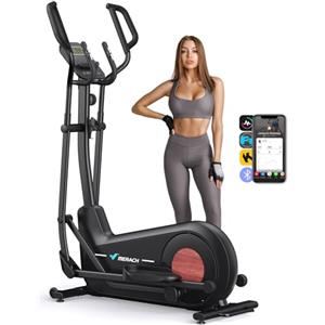 MERACH Cyclette Ellittica per Casa con Lunghezza Passo di 47cm, Ellittiche Ultra Silenzioso Resistenza Magnetica 8 Livelli, Allenamento di Resistenza Efficace, App Proprietaria, Carico Fino a 180kg
