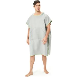 Ehuihuan Asciugamani da Bagno Grandi, 110x90 cm, Poncho Asciugamano Adulti, Poncho Surf Donna Uomo Microfibra, Accappatoio da Spiaggia con Cappuccio Tasca, per Nuoto Cambio Viaggio, Asciugatura Rapida (Grigio)