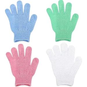 LiJuanWang Guanto Esfoliante Corpo,4 Pezzi Exfoliating Scrub Gloves,Spugne Doccia Guanto Esfoliante,Guanti Esfolianti per Esfoliante Doccia Vasca Spa Massaggio