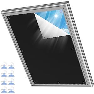 Shrivee Tenda a rullo oscurante per lucernario, termica, con rivestimento argentato, tenda oscurante senza fori, per ufficio e studio (VELUX Kompatibel, C04 und 104 - 37 x 73cm)