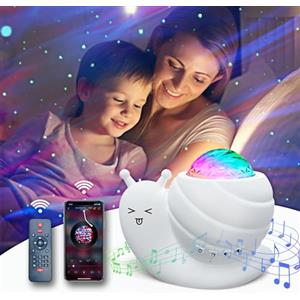 Mycket Star Luce Notturna per Proiettore, Luci per Proiettore Aurora Galaxy 4 in 1, Luce Notturna per Bambini Lumaca con Telecomando/Altoparlante Bluetooth per Musica/Funzione Timer
