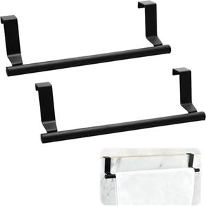 Generic 2 portasciugamani nero senza foratura, 23 cm portasciugamani da cucina da appendere, in acciaio inox per porta dell'armadio, YYLT-030