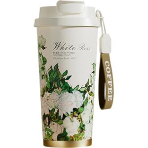 EACHPT Tazza Termica da Caffè 500ml,Thermo Coffee Mug to Go in Acciaio Inossidabile Senza BPA,Borraccia Caffe Ermetica Portatile per Caldo e Freddo,Coffee Cup da Viaggio con cannuccia nascosta