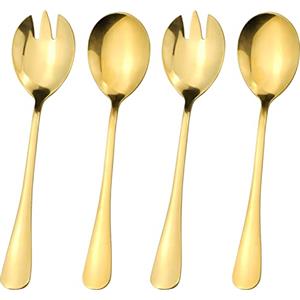 wocpvm Set di 4 posate per insalata in acciaio inox, per insalata e insalata, design lucido, adatte per casa, campeggio, ristorante, lavabile in lavastoviglie