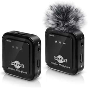 Shaevle Microfono lavalier wireless con monitoraggio in tempo reale/pubblico, aggancio audio, accompagnamento, riverbero, muto, cancellazione del rumore, mini microfono Bluetooth con clip per iPhone, iPad,