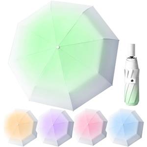 EEPLUYTY Ombrello Tascabile Con Apertura e Chiusura Automatica, Ombrello Antivento a 8 Poli, Ombrello Pieghevole Antivento, Ombrello Anti Uv colore sfumato (verde)