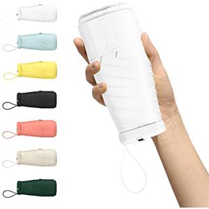 Kwude Mini ombrello da viaggio compatto, leggero, portatile e antivento parasole con protezione UV al 99%, perfetto per donne, uomini e bambini in movimento (bianco latteo)
