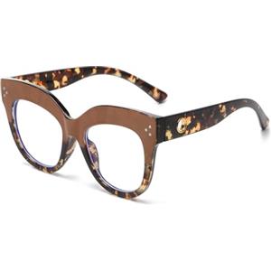 LJCZKA Occhiali Anti Luce Blu Donna Gatto Grandi, Montatura Occhiali da Vista Ovali Grandi Occhiali Anti Eyestrain per Computer Gaming