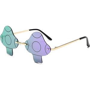 YAMEIZE Occhiali da Sole Vintage Mushroom Senza Montatura per Donne Uomo Irregolari Specchiati a Forma di Fungo Occhiali da Vista Trendy per feste di Halloween