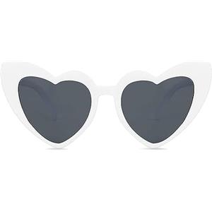 haierdidi Occhiali da sole retrò a forma di cuore, stile vintage, a forma di cuore, a forma di cuore, occhiali da sole a forma di cuore, occhiali da sole alla moda, colore bianco, bianco
