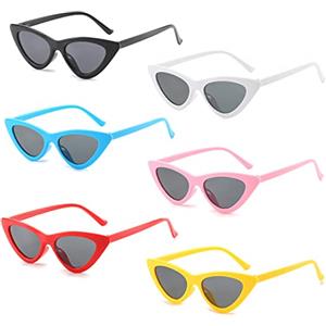 Bztzhm 6 Pezzi Cat Eye Stile Moda Occhiali Retrò, Occhiali da Sole Cateye Retrò, Occhiali da Vista Con Montatura a Specchio, Occhiali da Sole Donna, per Feste a Tema, Abbinamento in Costume, Viaggio