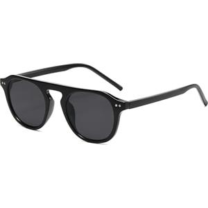 LJCZKA Occhiali da Sole Rotondi Retrò da Donna Uomo Classici Trendy Circolo Montatura Occhiali Flat Top Vintage Rotondi Occhiali Unisex