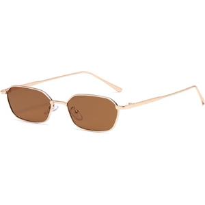 YAMEIZE Occhiali da Sole da Donna Uomo Vintage Rettangolari Retro Piccolo Quadrati Esagonale Occhiali Moda Montatura in Metallo Protezione UV400