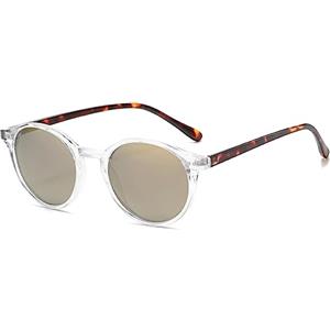 YAMEIZE Occhiali da Sole Polarizzati Donna Rotondi-Classici Vintage Retrò Colorati Piccolo UV400 Protezione Occhiali Uomo Tondi Marrone