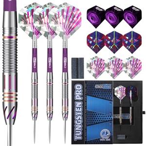 CyeeLife Set di freccette in tungsteno, freccette con punta in metallo, freccette professionali in acciaio con 3 aste, 9 alette e 1 Sharpener