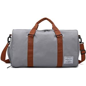 FANDARE Borsone da Viaggio Borsone Palestra Sportiva Borsa Palestra Borsa Sportiva Weekender Donna Uomo Piscina Palestra Borsa a Spalla Grande Capacità Borsa a Tracolla con Scomparto Scarpe Grigio