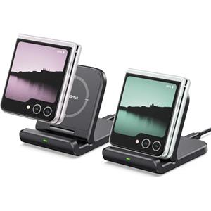 SwanScout Caricatore Wireless per Samsung Z Flip (pacchetto da 2), caricabatterie pieghevole per Galaxy Z Flip 6/5/4, stazione di ricarica per la Z Flip/Moto Razr 50, SwanScout 501S(senza adattatore)