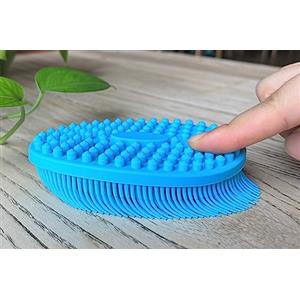 penepico Spazzola sensoriale per bambini o autismo, scrubber per il corpo in morbido silicone, spazzole per terapia, spazzola per doccia per animali domestici (ovale-blu)