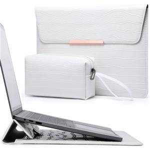 HYZUO 15-16 Pollici Donna Custodie per PC Portatili con Supporto per MacBook Pro 16 M3/M2/M1 Pro/Max A2991 A2780 A2485 A2141 2024-2019, Pro 15, XPS 15, con Borsa Accessori, Modello Coccodrillo Bianco