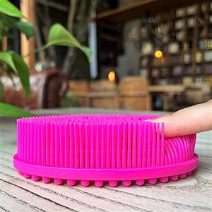 penepico Spazzola sensoriale per bambini o autismo, scrubber per il corpo in morbido silicone, spazzole per terapia, spazzola per doccia per animali domestici (ovale-rosa caldo)