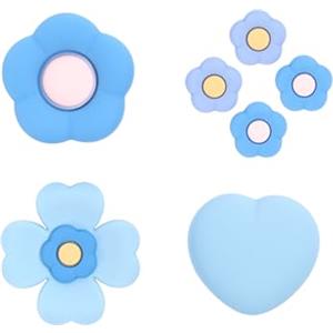 GeekShare ABXY - Set di pad per D-Pad pulsante in silicone con uncino blu, adesivi per tasti e joystick, compatibili con Switch/OLED, cuore e fiore