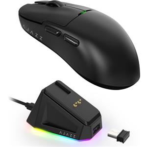 MAGIC-REFINER X AJAZZ AJ159P Mouse Da Gioco Wireless Con Dock Di Ricarica Magnetica RGB, Mouse Da Gioco per PC Cablati 2.4G/USB-C, Sensore PAW3395, 6 DPI Regolabili Fino a 26000 per PC/Mac-Nero