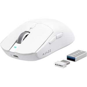 ATTACK SHARK AJAZZ AJ139PRO SUPERLIGHT 4K Mouse da gioco wireless, sensore PAW3395, 26000 DPI, 4KHz, 2,4 Ghz/USB C Mouse eSport cablati, 6 pulsanti programma, durata batteria 700 ore, PC/MAC - Bianco