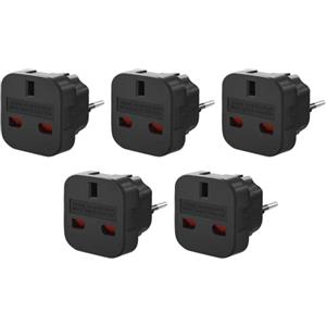 OHHXGK Adattatore da Viaggio UK Verso EU, Universale Adattatore da Regno Unito a Spina Europea, Adattatore Corrente Convertitore Europa Tipo C, E, F [5 PCS] (Nero)