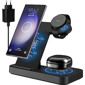 cshare Caricabatterie induttivo 3 in 1 compatibile con Galaxy Watch 5/5 Pro/4, per Samsung Galaxy S23/S23 Ultra/S23+/S22/S21/S20/Note20, Galaxy Buds Pro.