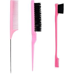 Zuofan Set di 3 Pettine a Coda, Doppio Bordo Pettine, Pettine Capelli, Pettini Styling, Pettine per Stuzzicare Professionali per salone parrucchieri (Pink)