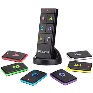 Retekess TH104 Localizzatore per Chiavi, Wireless Key Finder, 2 Tipo Adesivo Lungo Raggio 40m Forte 85dB Cercatore di Chiave, Inseguitore di Animale Domestico, Cercatore di Telecomando 6 Ricevitori