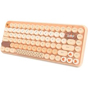 Hoopond Tastiera Bluetooth Wireless, Tastiera compatta Mini a 84-Key Carino, Collegamento Wireless da 2,4 GHz, Taglialegna ABS Tappi Rotondi retrò, Pannello Opaco, Design ergonomico（Arancione Sfumato）