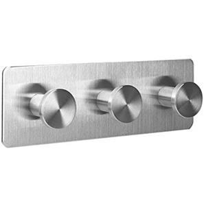 Ambrosya® | Scaldasalviette autoadesivo esclusivo in acciaio inox | Asciugamano Gancio Appendiabiti (Acciaio inossidabile (Spazzolato), 1 x 3)