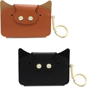 AfitLulu 2 pezzi porta carte da donna, portafogli per carta d'identità e carte di credito, con portachiavi per carte di credito e carte di credito, Nero + marrone., s, Minimalista