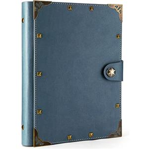 Aomiduo A5 Diario taccuino quaderno in pelle stile vintage con rilegatura a spirale ricaricabile diario di viaggio rivetto Carta Kraft utilizzabile come blocco per schizzi,blu