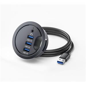 chenyang HUB desktop USB 3.0 con montaggio a incasso, HUB con 3 porte USB 3.0, foro passacavo da 2,36