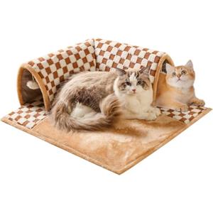 Marchul Letto a tunnel per gatti per gatti da interno, cuccia interattiva per gatti, cuccia per gatti rimovibile e lavabile, giocattolo per gattini/cuccioli/conigli 42,5 * 42,5 * 20 cm (S)