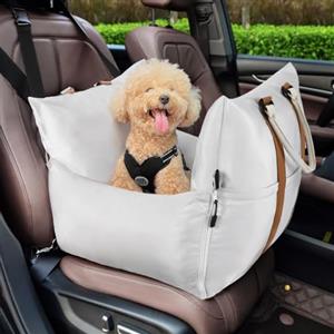 Pawaboo Seggiolino Auto per Cani, Seggiolino Auto Ispessito Impermeabile per Gatti Cani di Piccola Taglia (fino a 11KG), Lettino per Cani da Viaggio Lavabile con Guinzaglio di Sicurezza, Grigio Chiaro