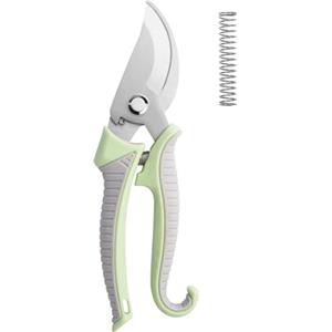 FiiMoo Forbici da Giardino, Forbici Antiscivolo con Impugnatura di Bloccaggio, Forbici Multifunzionali, Forbici da Giardino Professionali per Potature, Raccolta, Cesoie per Giardinaggio-Grigio+Verde
