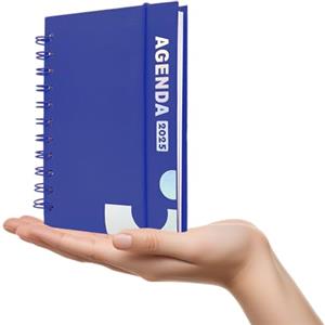 Leddy Living Agenda 2025 Giornaliera con Anelli, Formato 11x16 cm, Perfetta per Appuntamenti e Lavoro - Copertina Rigida Elegante, Design Funzionale, Diario in Italiano da Gennaio a Dicembre (BLU)